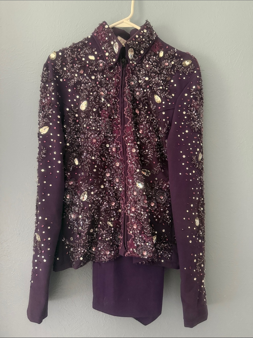 Custom Purple Rhinestone Showmanship Outfit by Rhinestones & Reins